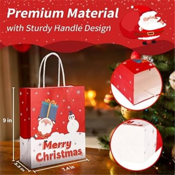 Christmas Gift Bags 60 PCS - Reusable Small Holiday Bags with Tissue, 6 Styles - Picture 3 of 8